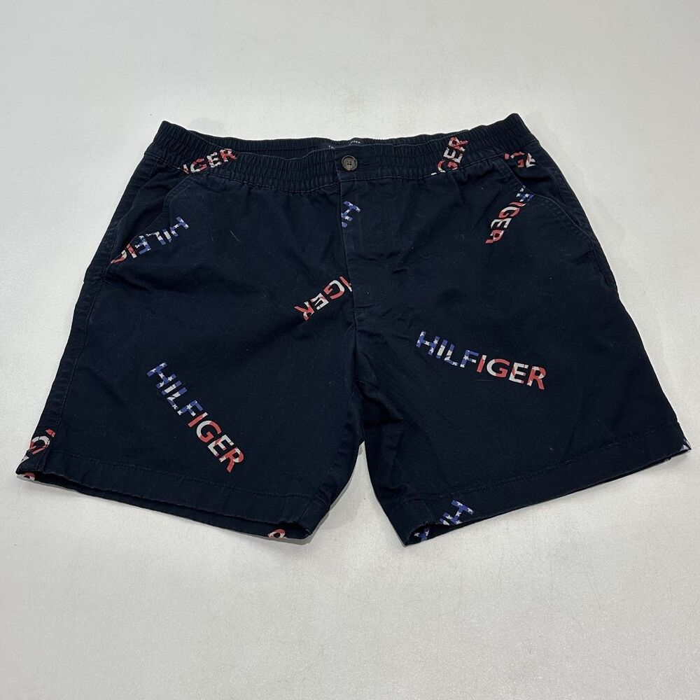 Tommy Hilfiger Men's Shorts Navy Elastic‎ Waistband Button Closure, Size M